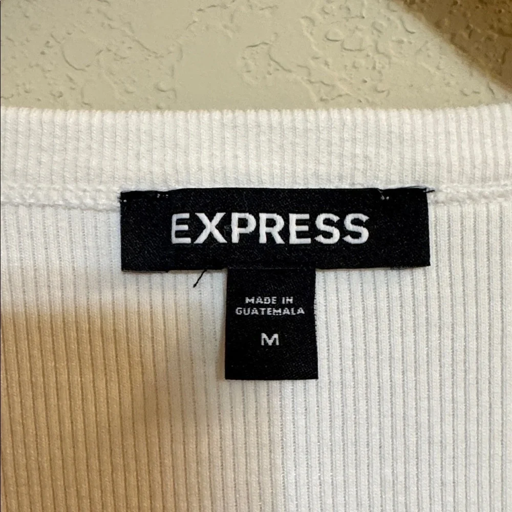 Express White Ruffle Sleeve Bodysuit Size M